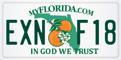 FL license plate EXNF18