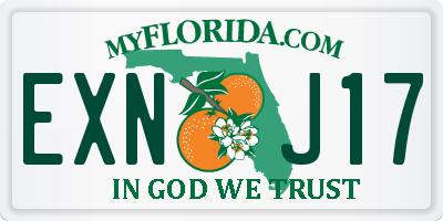 FL license plate EXNJ17