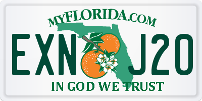 FL license plate EXNJ20