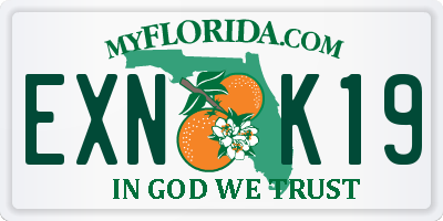 FL license plate EXNK19