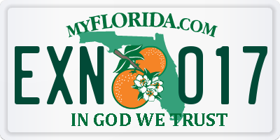 FL license plate EXNO17
