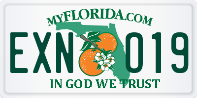 FL license plate EXNO19