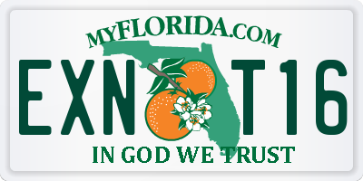 FL license plate EXNT16