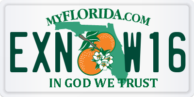 FL license plate EXNW16