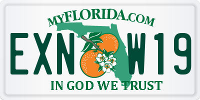 FL license plate EXNW19