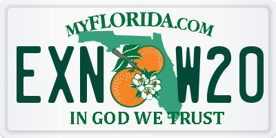 FL license plate EXNW20
