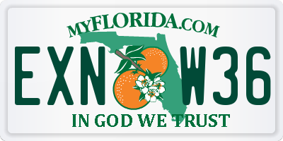 FL license plate EXNW36