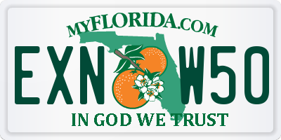 FL license plate EXNW50