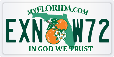 FL license plate EXNW72