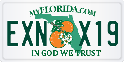 FL license plate EXNX19