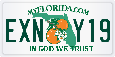 FL license plate EXNY19
