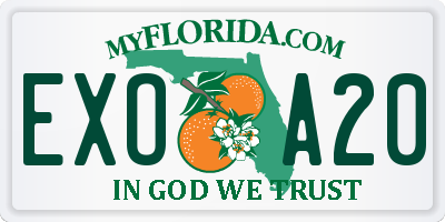 FL license plate EXOA20