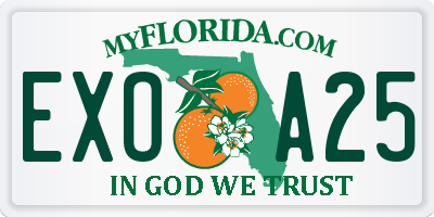 FL license plate EXOA25