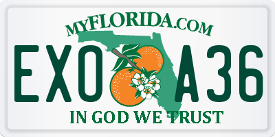 FL license plate EXOA36
