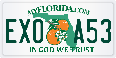 FL license plate EXOA53