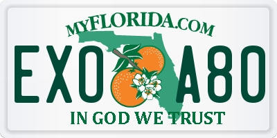 FL license plate EXOA80