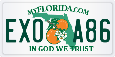 FL license plate EXOA86
