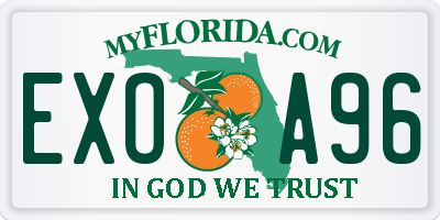 FL license plate EXOA96