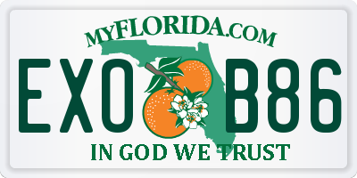 FL license plate EXOB86