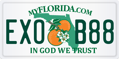 FL license plate EXOB88