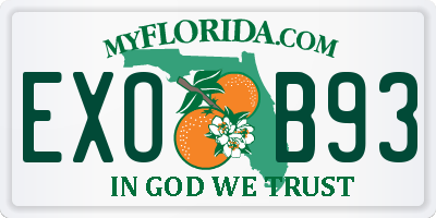 FL license plate EXOB93