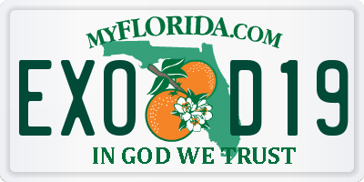 FL license plate EXOD19