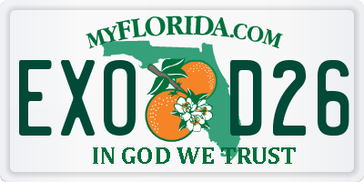FL license plate EXOD26