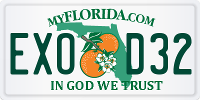 FL license plate EXOD32