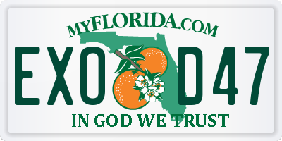 FL license plate EXOD47