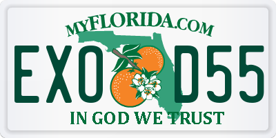 FL license plate EXOD55