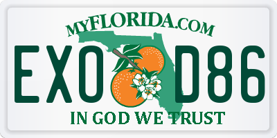 FL license plate EXOD86