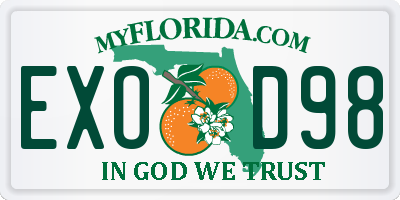 FL license plate EXOD98