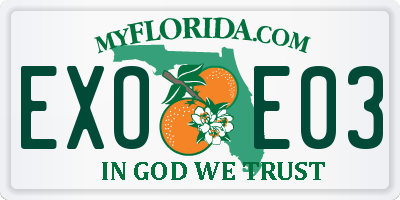 FL license plate EXOE03