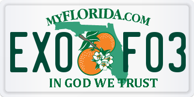 FL license plate EXOF03