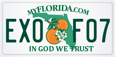 FL license plate EXOF07
