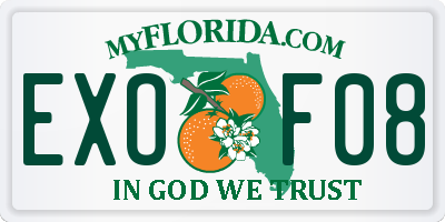 FL license plate EXOF08
