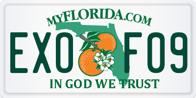 FL license plate EXOF09