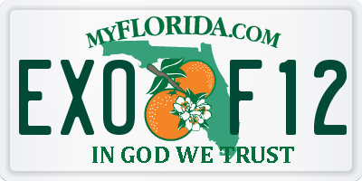FL license plate EXOF12