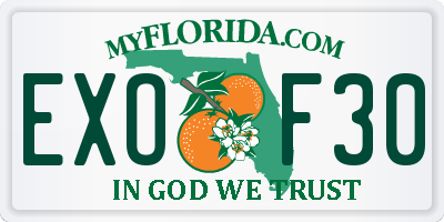 FL license plate EXOF30