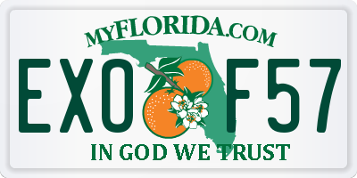 FL license plate EXOF57