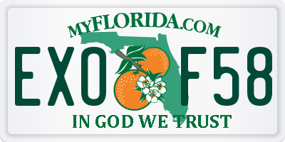 FL license plate EXOF58