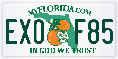 FL license plate EXOF85