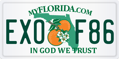FL license plate EXOF86