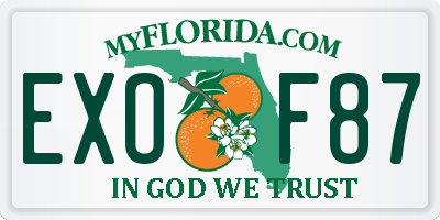 FL license plate EXOF87