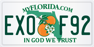 FL license plate EXOF92