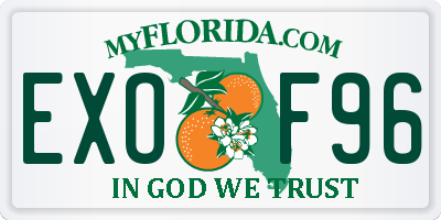 FL license plate EXOF96