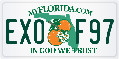 FL license plate EXOF97