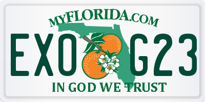 FL license plate EXOG23