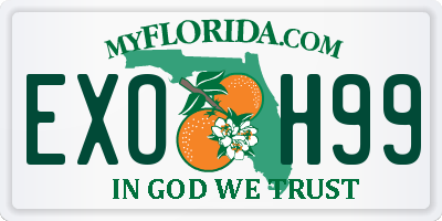 FL license plate EXOH99