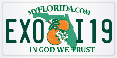 FL license plate EXOI19
